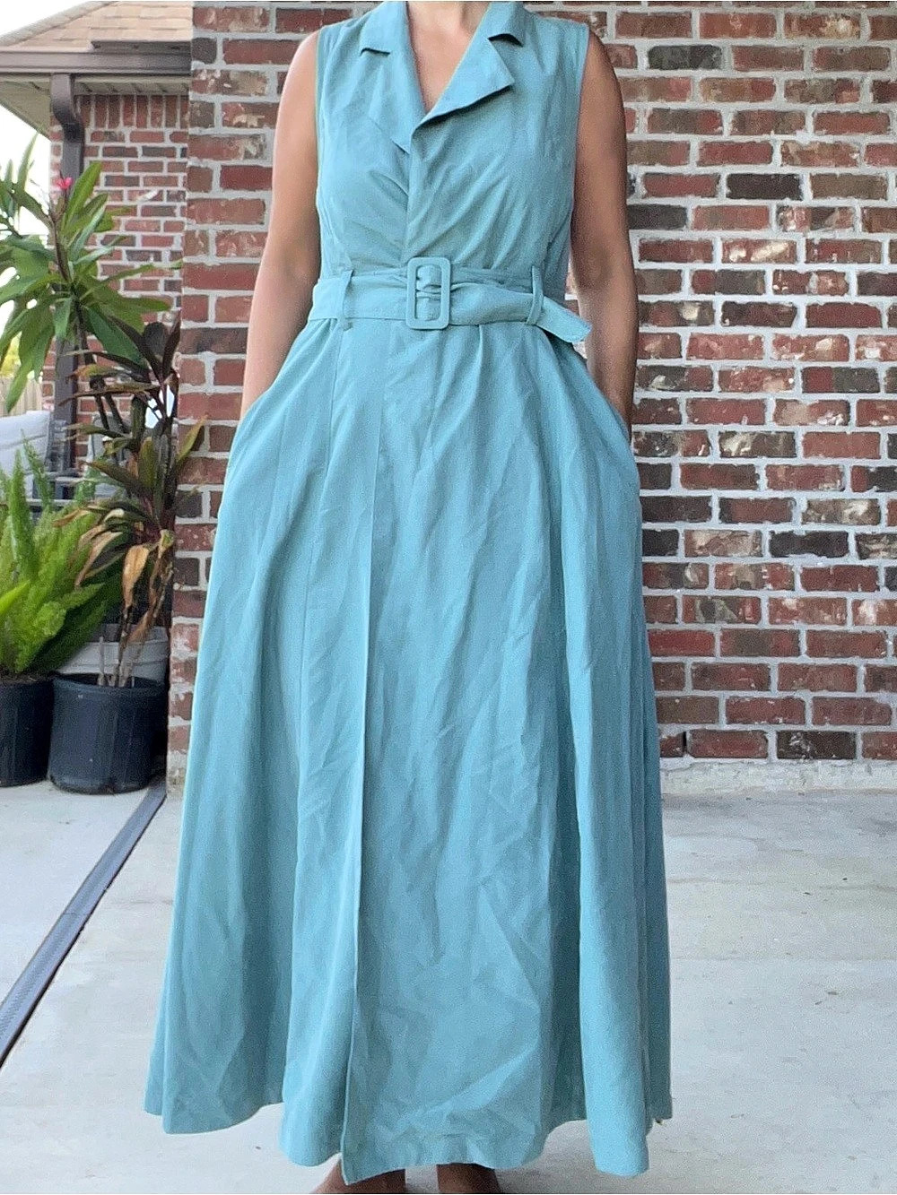 Free People Sleeveless Trench Maxi Dress Blue Size Medium